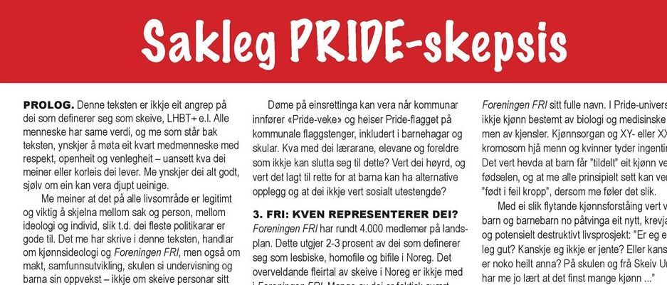 13. juni: Sakleg Pride-skepsis